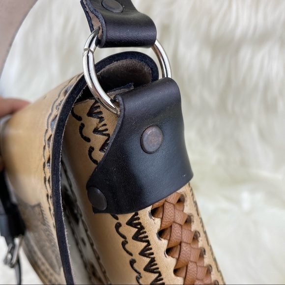 NEW RAW LEATHER MEXICAN CROSSBODY BAG - Picture 7 of 14